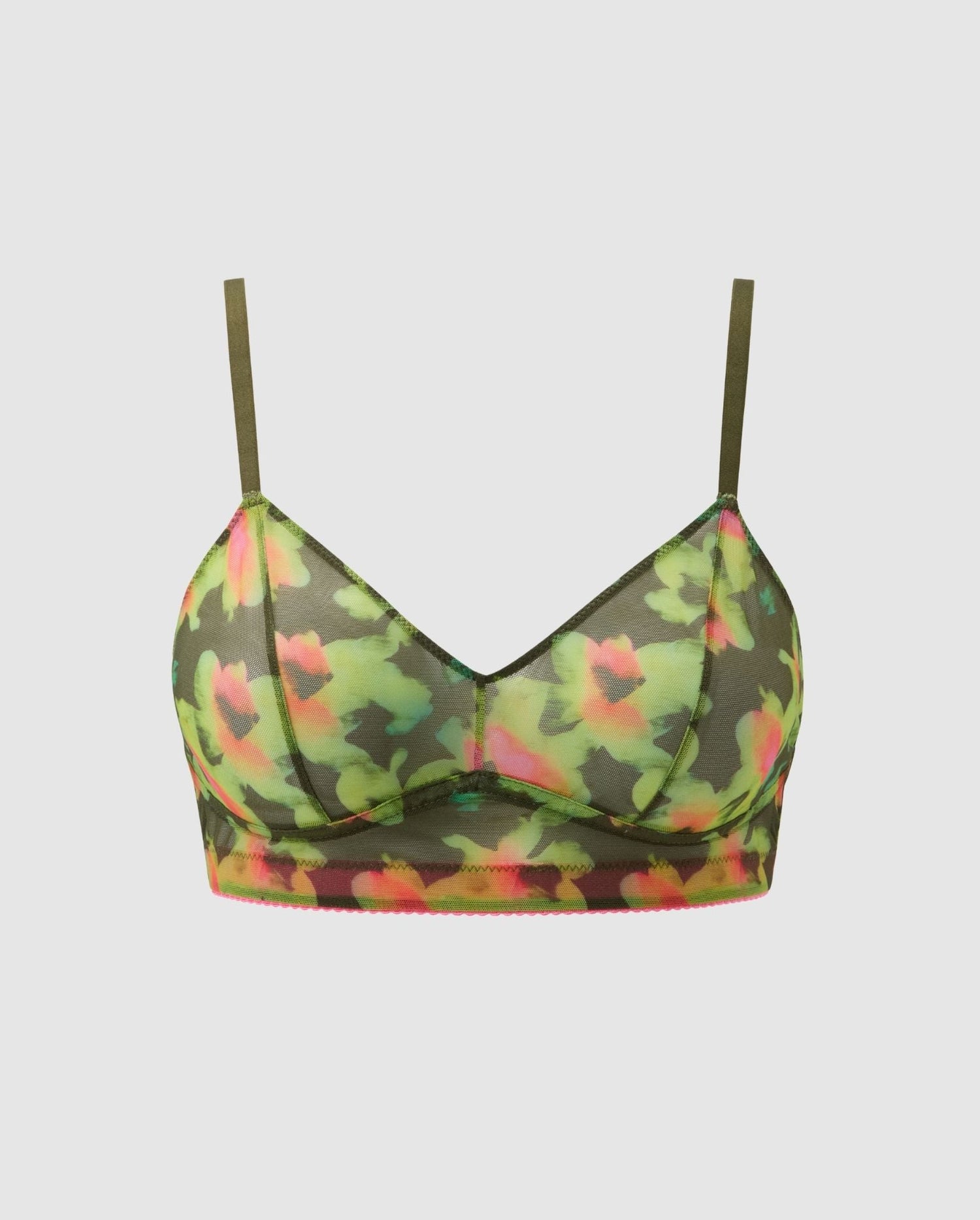 Mesh Balconette Olive Abstract Floral