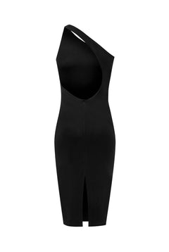 Asymmetric Back Dress Black