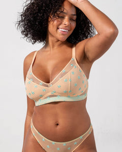 Mesh Support Bra Peach Turquoise