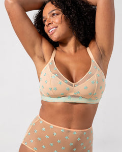 Mesh Support Bra Peach Turquoise