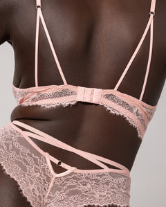 Lace Strappy Triangle Bralette Powder Pink