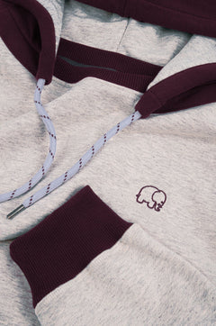 The Hooded Oversized Sweater Warm Heather Grey/Wine Red