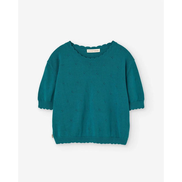 Short Sleeve Knit Sweater Ocean Blue