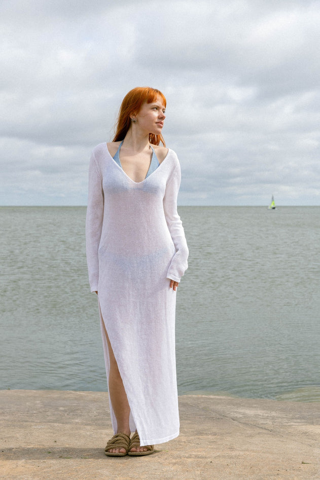 Mare Linen Long Dress White