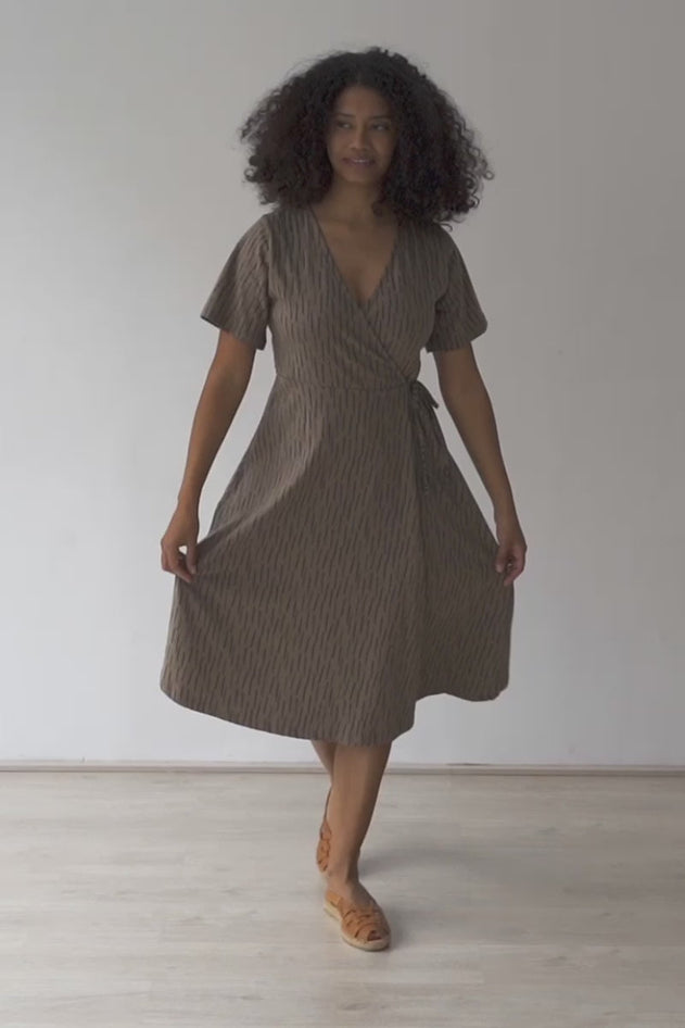 Helen Wrap Dress Brown Bark