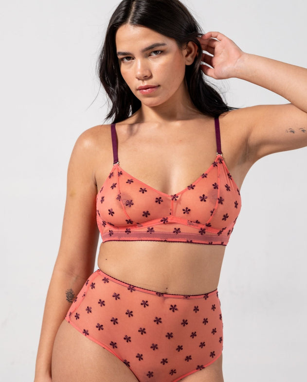 Mesh Balconette Coral/Cherry