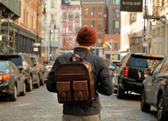 Leather Backpack Mod 136 Cuoio Dark Brown