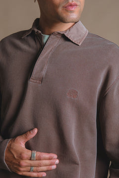 Carvalho Pigment Heavyweight Polo Sweater Chestnut