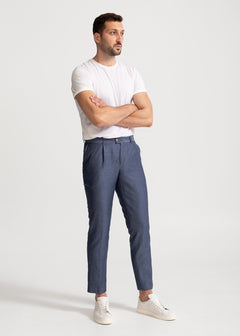 The Romana Linen Trousers Denim Blue