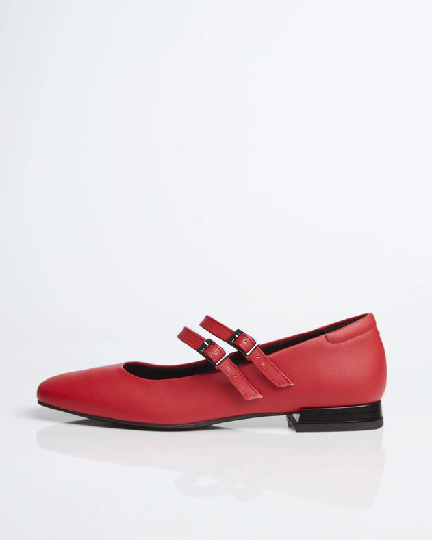 Mary Jane Pumps Vegea Grape Leather Strawberry Red