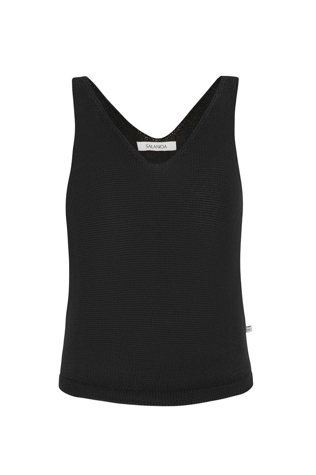 Mare Linen Tank Top Black