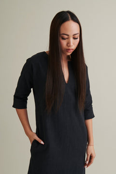 Edith Linen Dress Black