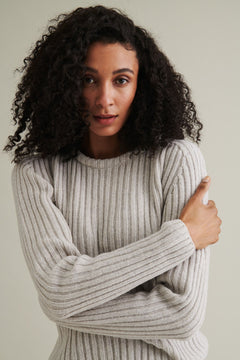 Nötö Merino Wool Sweater Light Grey