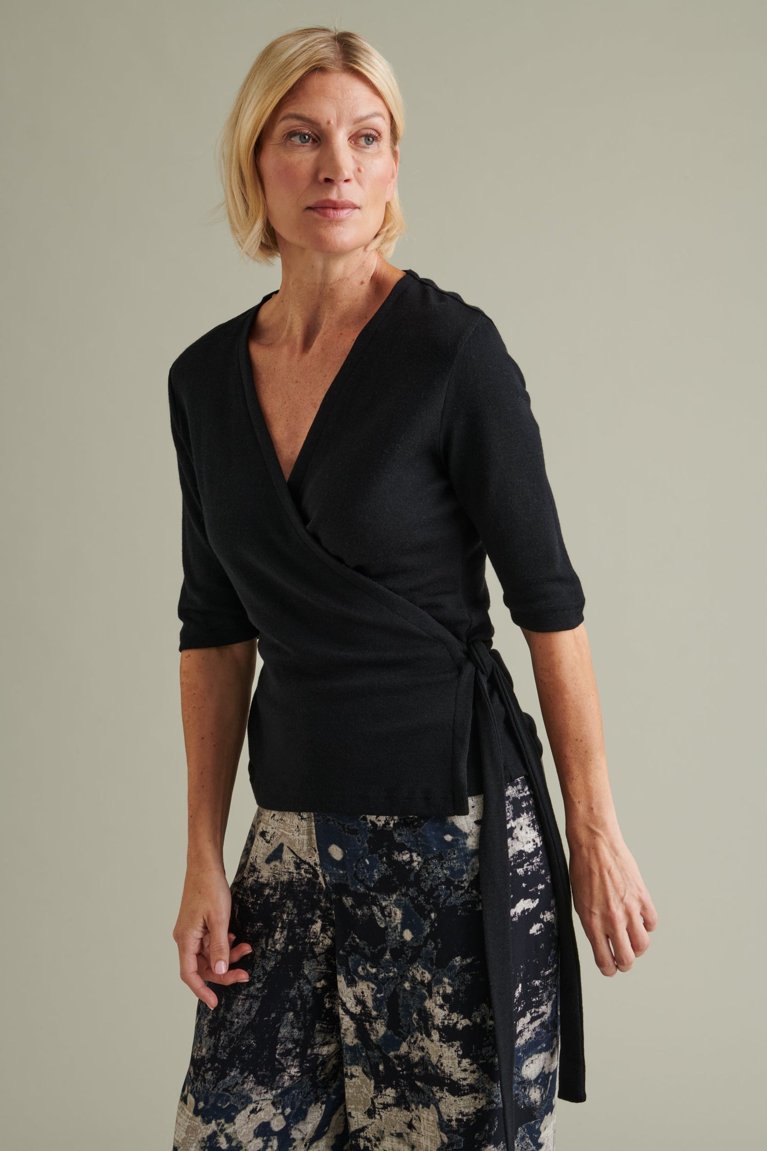 Kait Wrap Sweater Black