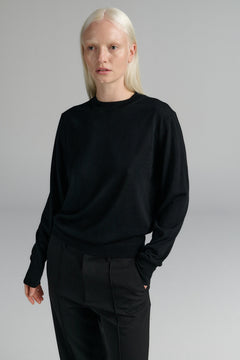 RHEA096 Merino Crew Black