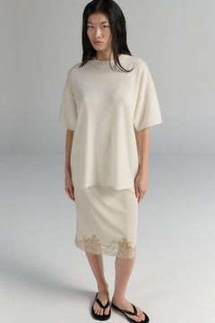 Cashmere Blend T-Shirt Cream