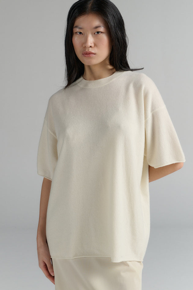 Cashmere Blend T-Shirt Cream