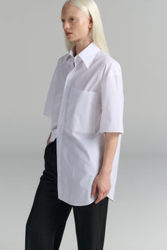 Short Sleeve Button-Up Shirt White