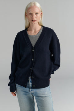 Heavy Merino-Cashmere Cardigan Navy