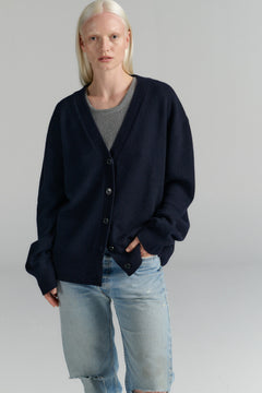 Heavy Merino-Cashmere Cardigan Navy