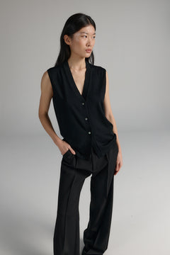 Rhea Merino Vest Black