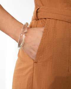 Jumpsuit Seersucker Caramel Brown