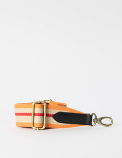Striped Webbing Strap Orange, Red & Black Classic Leather