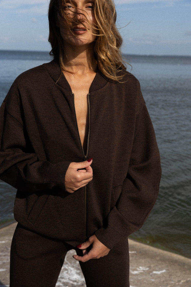 Onda Merino Bomber Jacket Chocolate