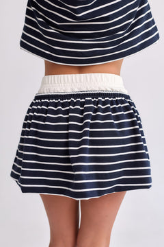 Goia Cotton Skirt Navy Blue Striped