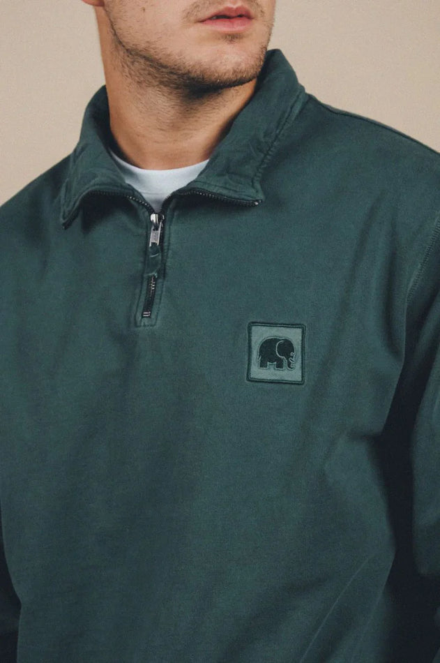 Men's Sauce Pigment Quarter Zip Sweater Elm Green