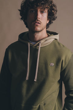 Color Block Hoodie Gothic Olive