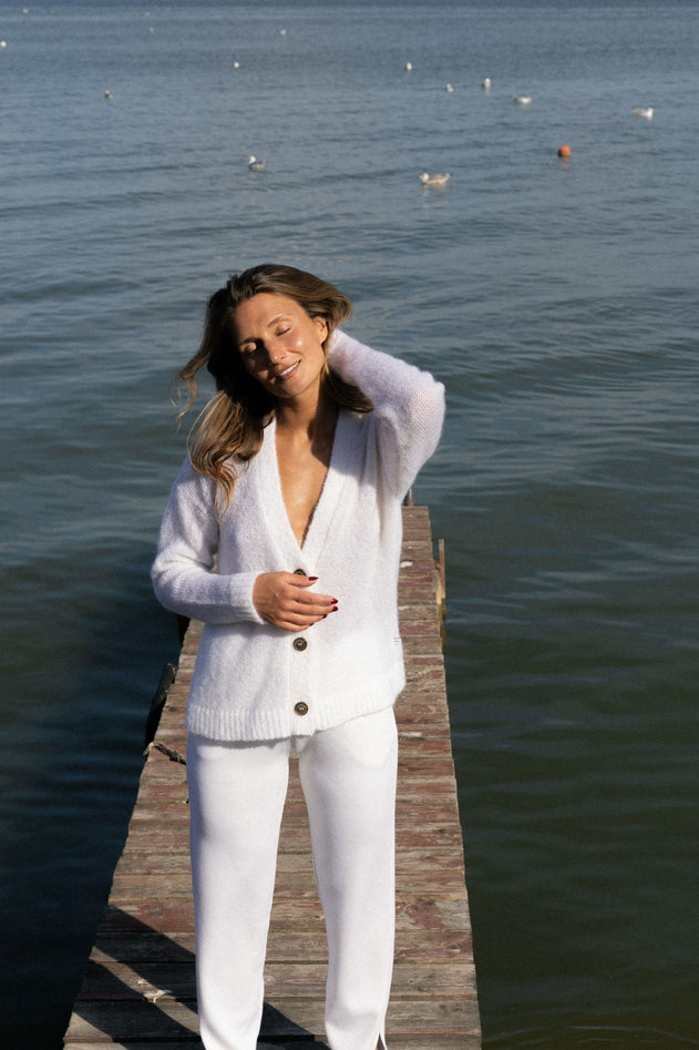 Melody Mohair Cardigan White