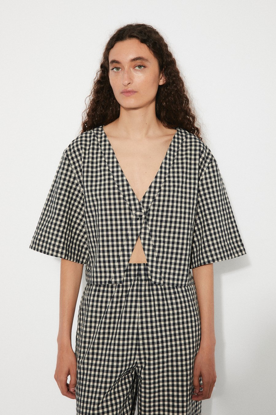 Reishi Top Checkered Black Gingham