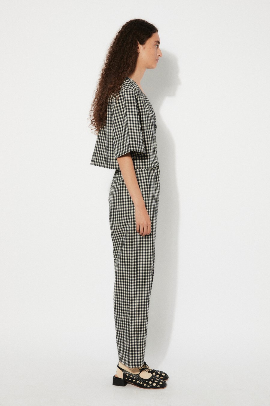 Reishi Top Checkered Black Gingham