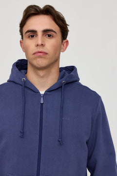 Men's Basic Zip Drawstring Hoodie Iris Blue