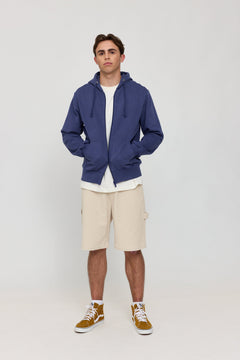 Men's Basic Zip Drawstring Hoodie Iris Blue