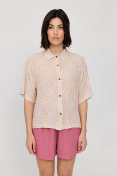 Printed Crinkle Short Sleeve Shirt