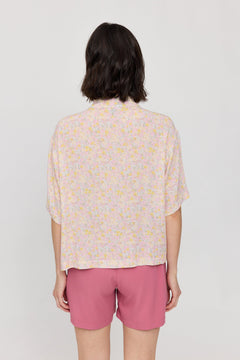 Printed Crinkle Short Sleeve Shirt