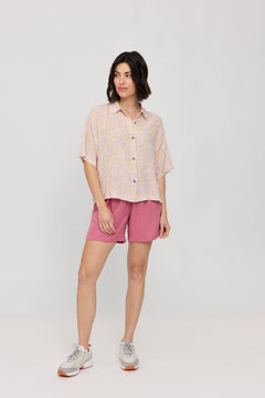 Printed Crinkle Short Sleeve Shirt