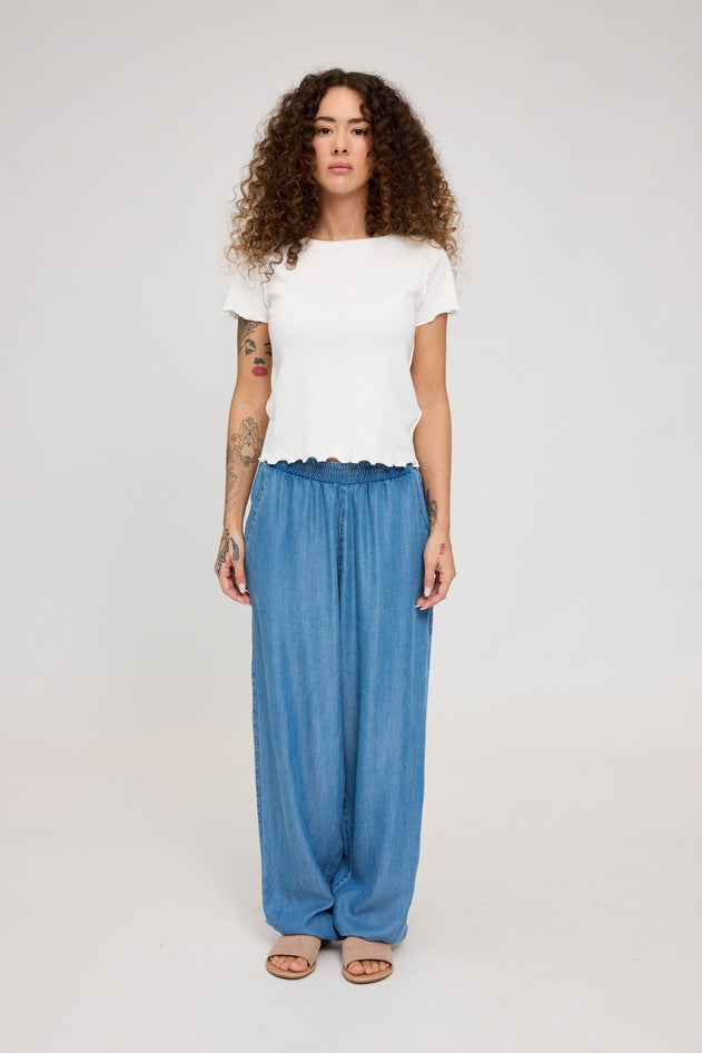 Denim Parachute Pants