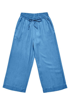 Wide Leg Denim Pants With Belt