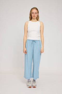 Wide Leg Denim Pants With Belt