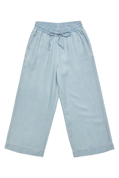 Wide Leg Denim Pants With Belt