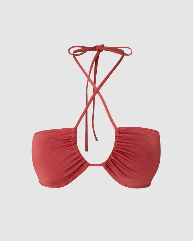 Olkaimellinen Bandeau-bikiniyläosa Dusty Rose