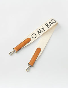 Shoulder Canvas Logo Laukunhihna Valkoinen & Cognac