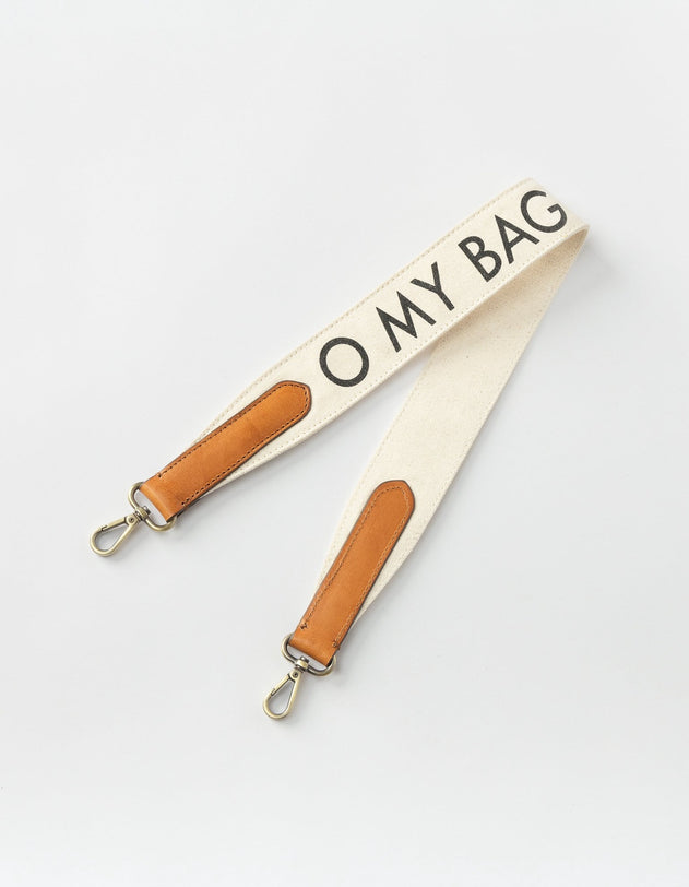 Shoulder Canvas Logo Laukunhihna Valkoinen & Cognac