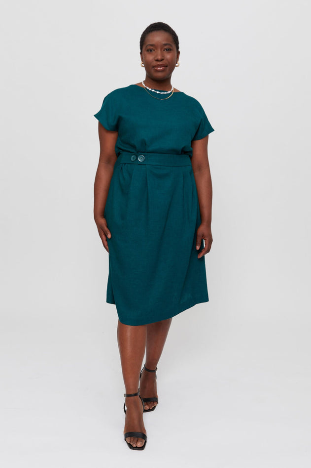 Sati Midi Dress With Boat Neck Deep Teal