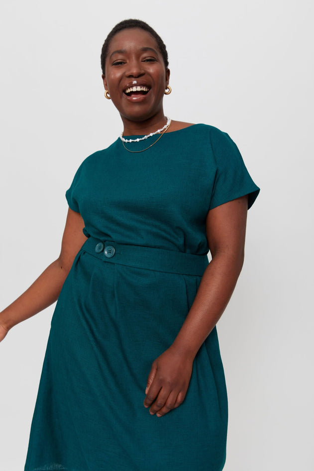 Sati Midi Dress With Boat Neck Deep Teal