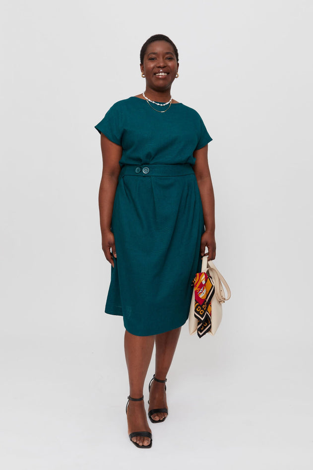 Sati Midi Dress With Boat Neck Deep Teal