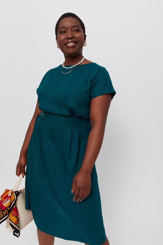 Sati Midi Dress With Boat Neck Deep Teal